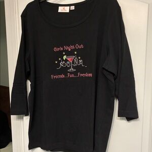 Quacker Factory Black Graphic Top